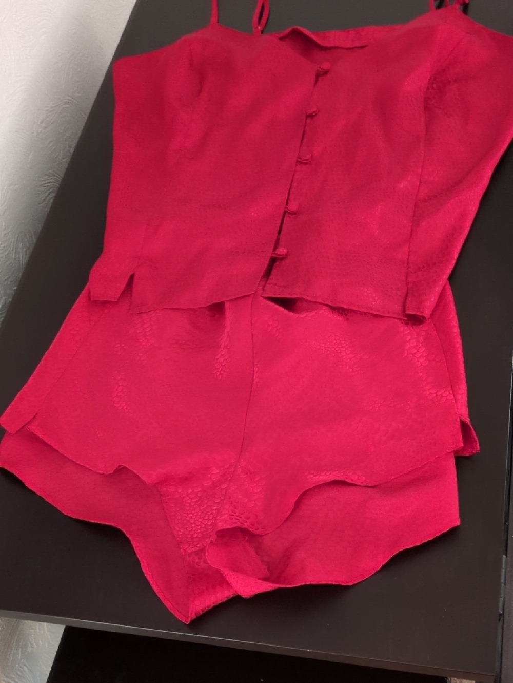 Valerie Stevens Hot Pink Satin-Look Cami & Shorts Set